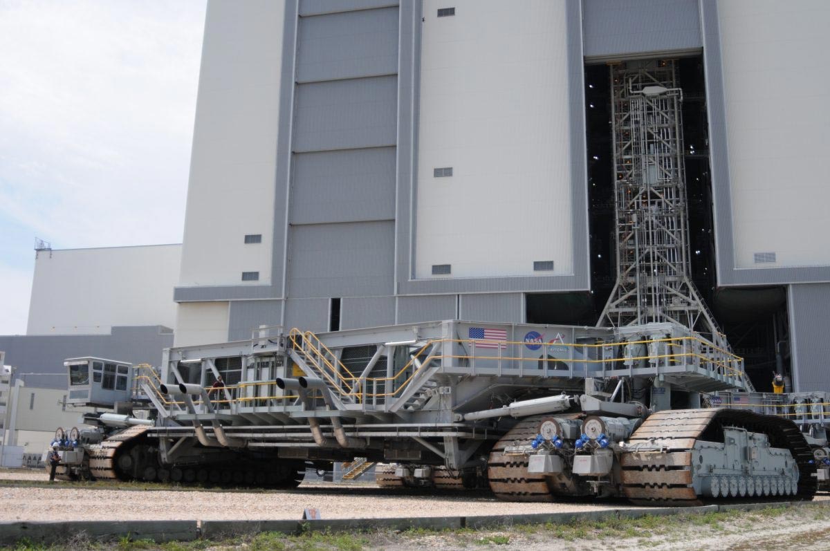 NASA’s Giant Crawler On Move As Giant Moon Rocket Launch Approaches